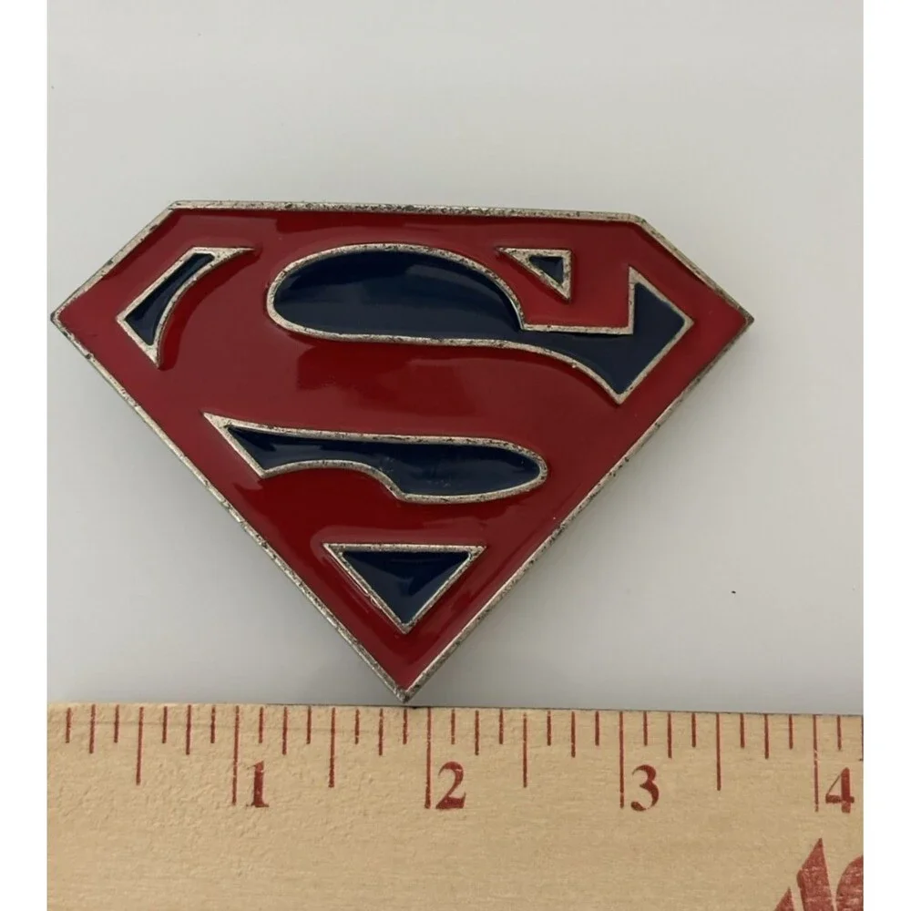 Superman Logo Belt Buckle Red Blue Silver DC Comics Superhero Preowned